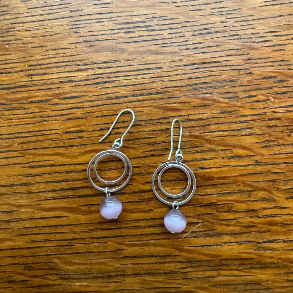 Elegant Silver and Pink Drop Earrings